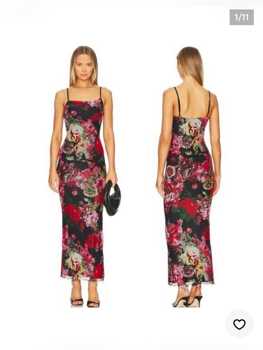 Superdown Molly rose floral black maxi dress M